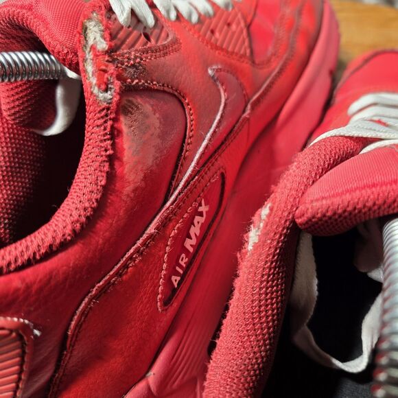 Air Max 90 Triple Red Youth Size 6.5Y Retro Womens Size 8 Sneakers 833412-606 - Picture 5 of 13